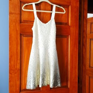 Free People xs foil gold ombre dress cream lace and gold metallic
